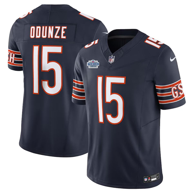 Men's Chicago Bears #15 Rome Odunze Navy 2024 With Draft Patch F.U.S.E. Vapor Football Stitched Jersey